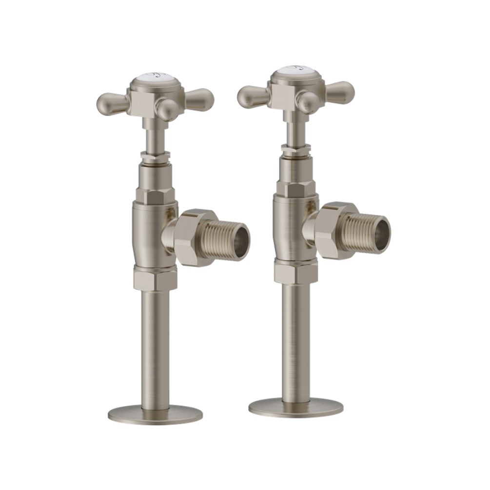 Product Cut out image of the Burlington Brushed Nickel Angled Radiator Valves